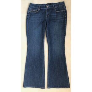 WHBM Contour Flare Dark Wash Jeans with Embellished Beaded Pocket Detail 14R